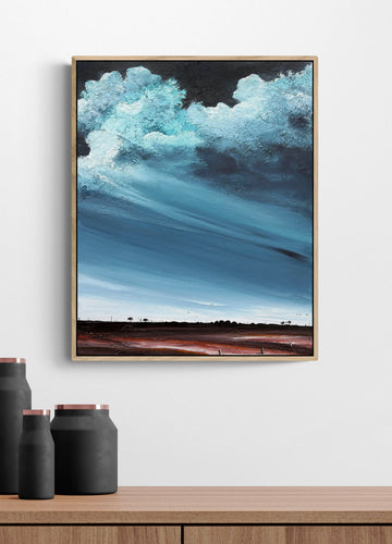 Where Silence Holds The Land, acrylic on canvas, original abstract landscape by Australian artist Tania Chanter, 40x50cm.