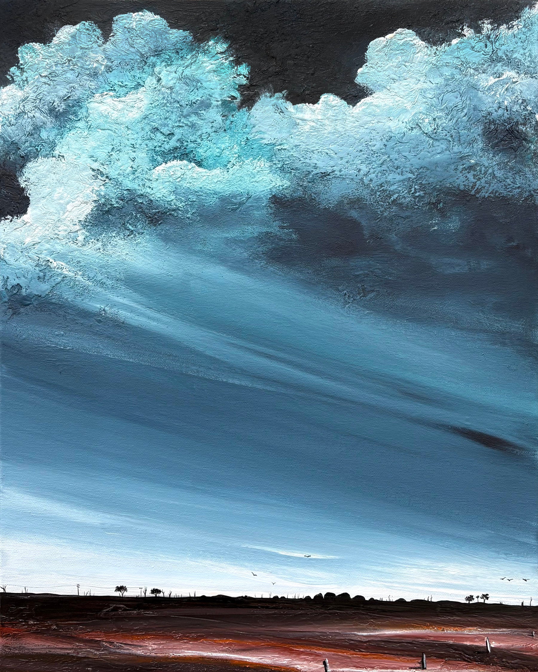 Where Silence Holds The Land, acrylic on canvas, original abstract landscape by Australian artist Tania Chanter, 40x50cm.