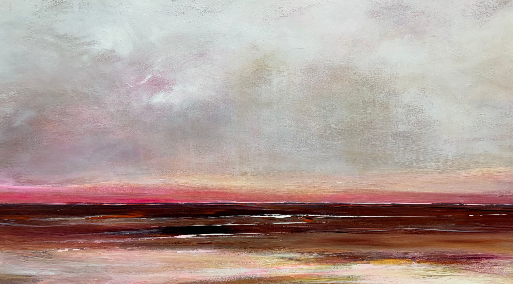 Where The Silence Lingers by Australian artist Tania Chanter, original, 180x90cm, acrylic on canvas, textured abstract landscape.