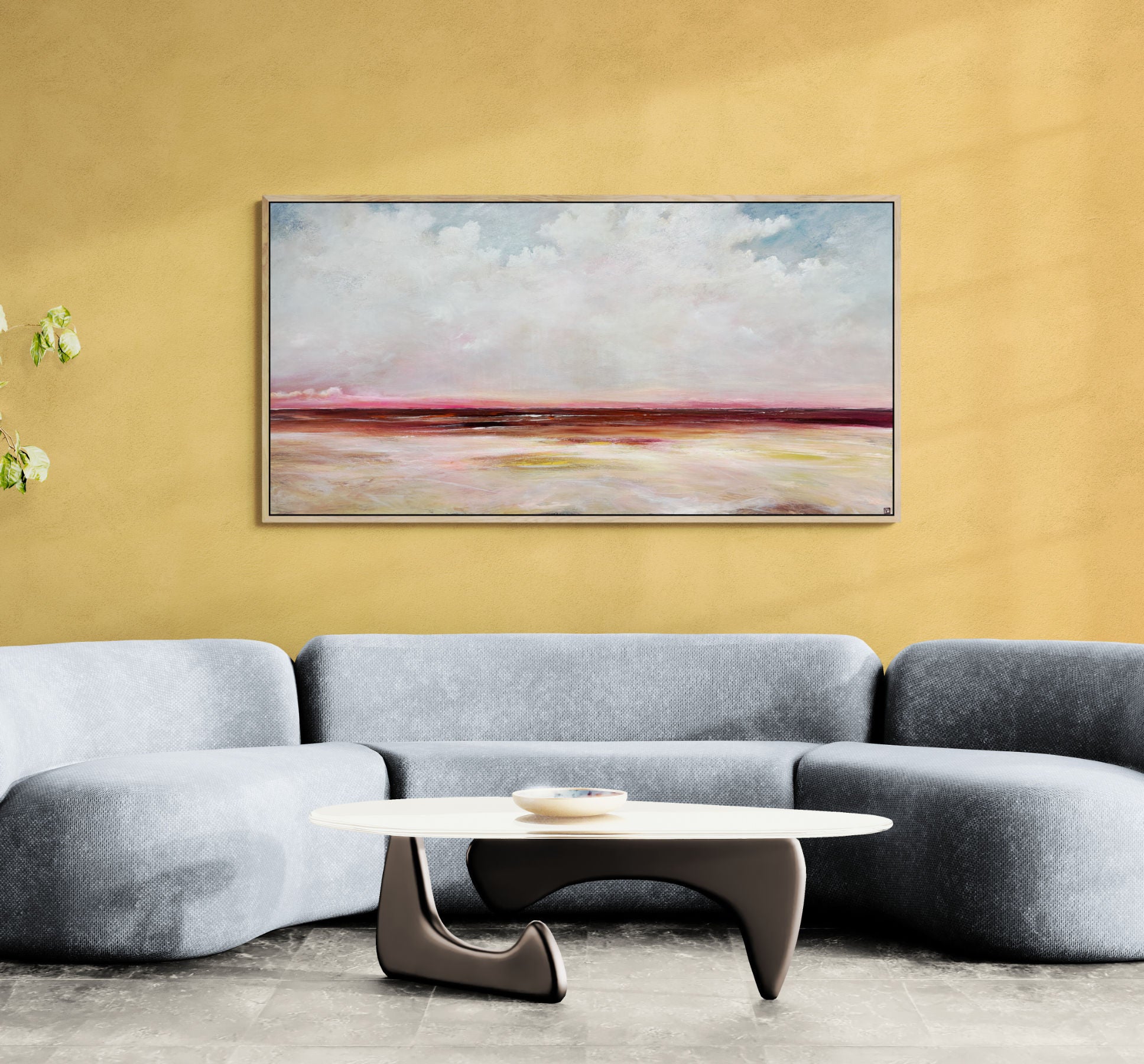 Where The Silence Lingers by Australian artist Tania Chanter, original, 180x90cm, acrylic on canvas, textured abstract landscape.