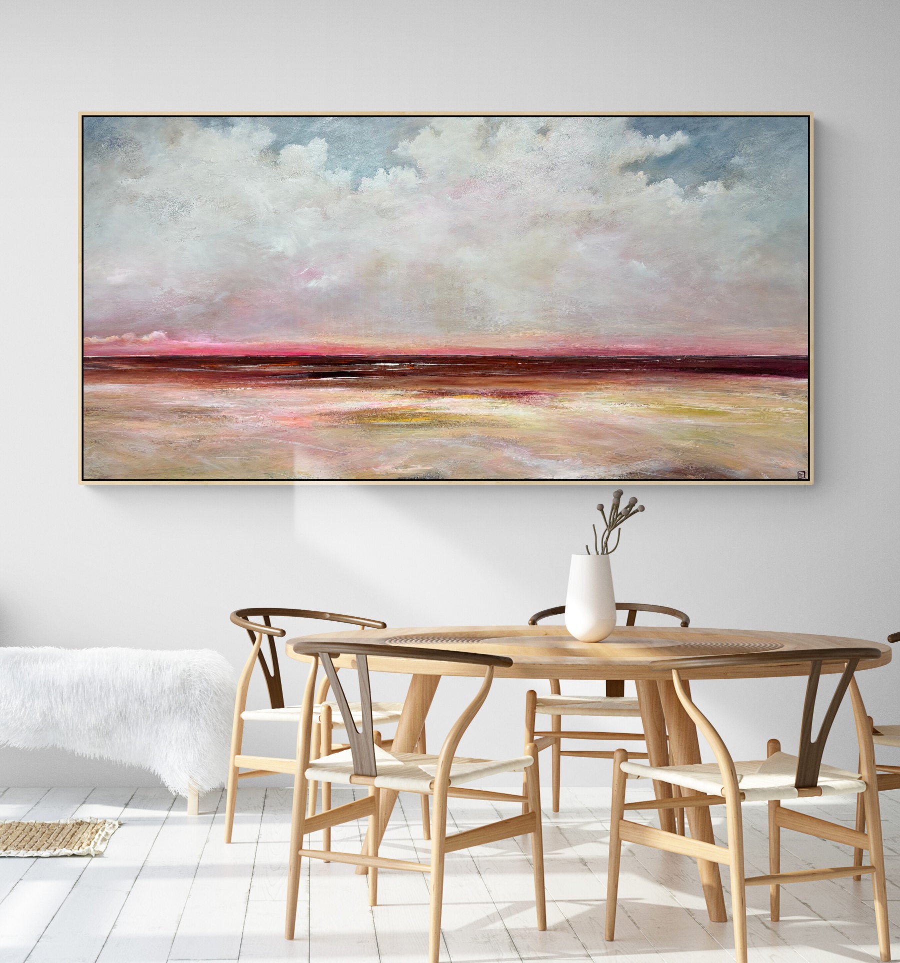 Where The Silence Lingers by Australian artist Tania Chanter, original, 180x90cm, acrylic on canvas, textured abstract landscape.