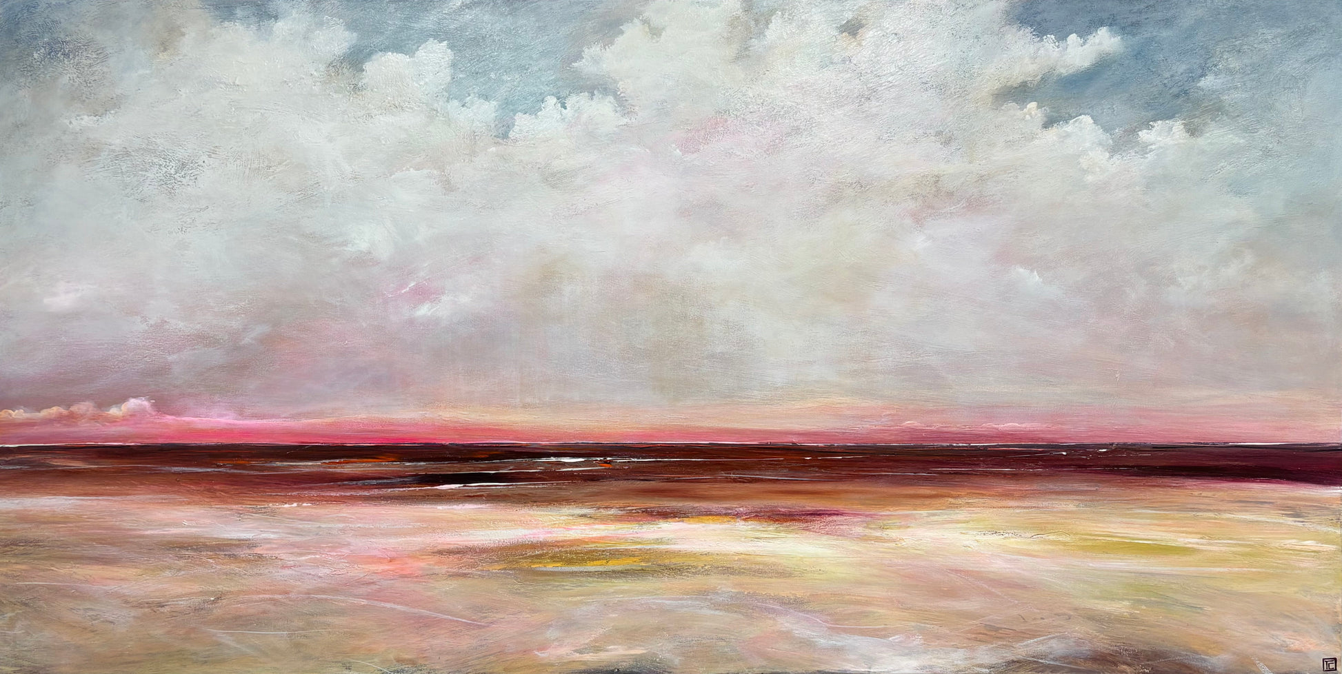 Where The Silence Lingers by Australian artist Tania Chanter, original, 180x90cm, acrylic on canvas, textured abstract landscape.