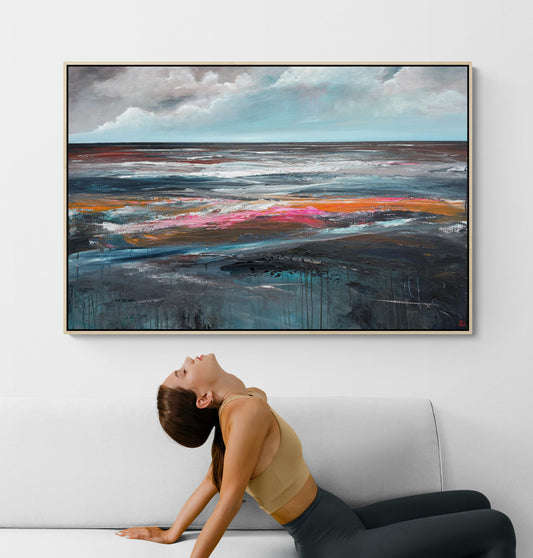 Where Silence Meets The Sea by Tania Chanter, a textured abstract seascape, original, acrylic on canvas, 120x80cm.