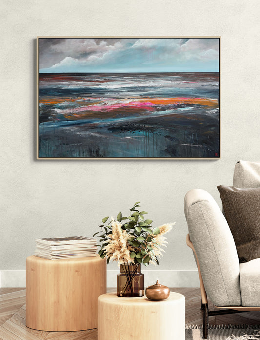 Where Silence Meets The Sea by Tania Chanter, a textured abstract seascape, original, acrylic on canvas, 120x80cm.