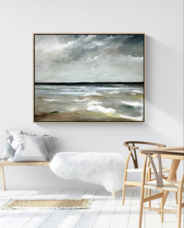 Textured modern moody abstract seascape, acrylic on canvas, 100x80cm by Australian artist Tania Chanter. 