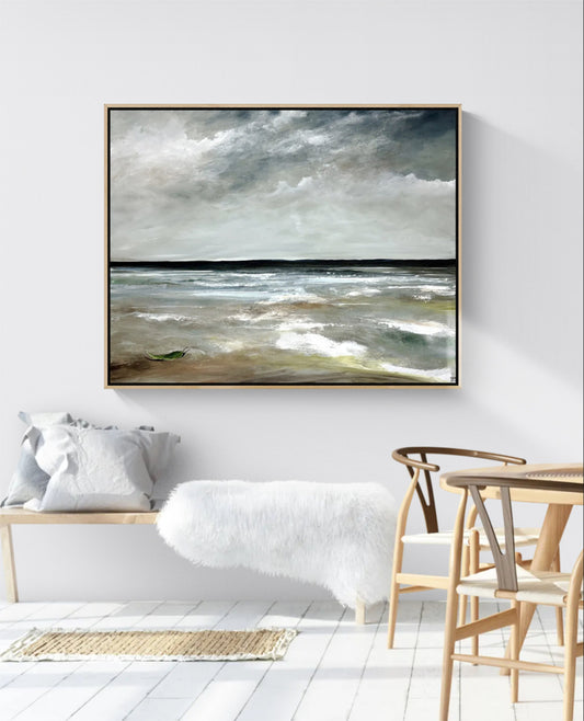 Textured modern moody abstract seascape, acrylic on canvas, 100x80cm by Australian artist Tania Chanter. 