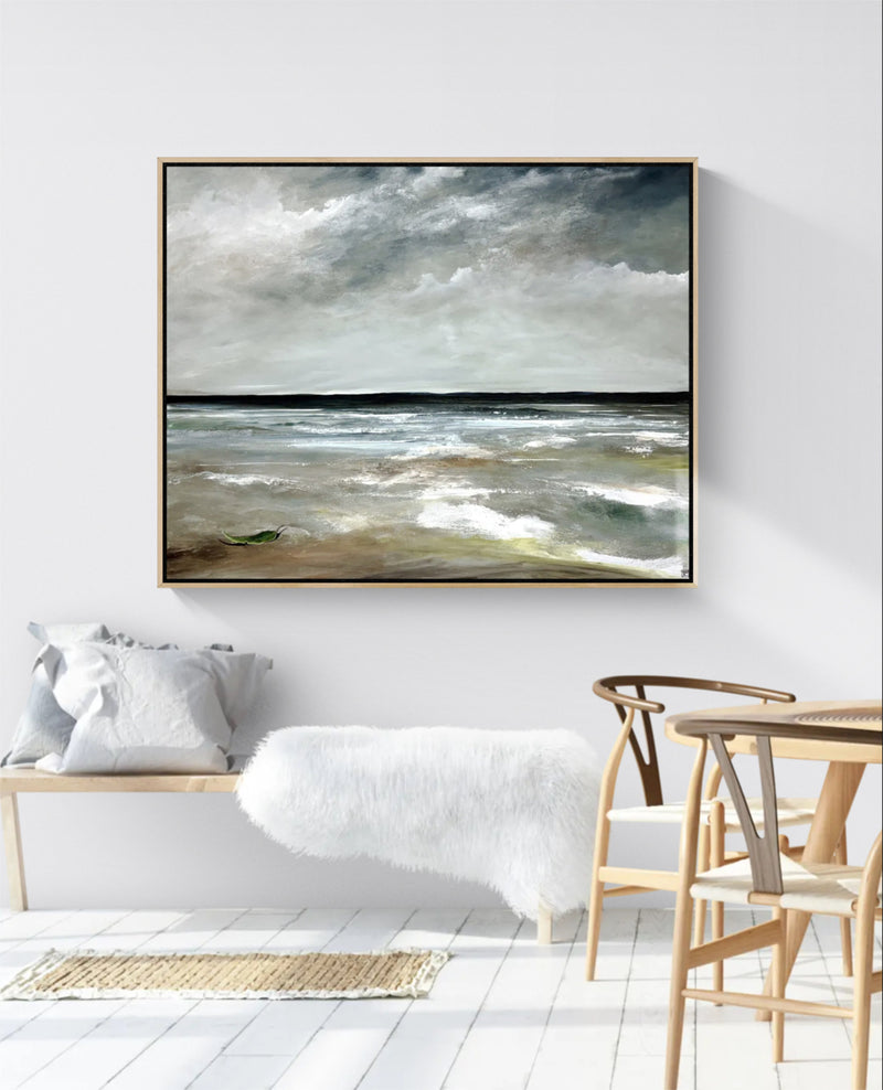 Textured modern moody abstract seascape, acrylic on canvas, 100x80cm by Australian artist Tania Chanter. 