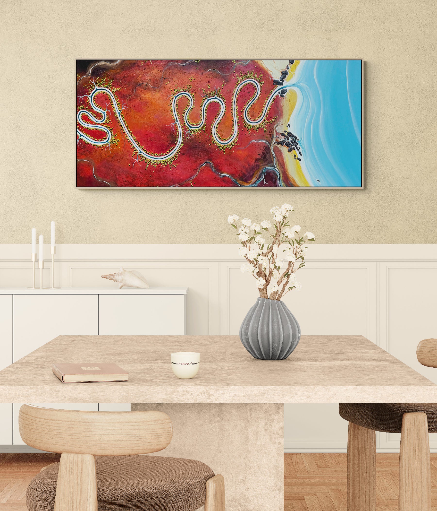 Where The Heart Meets The Water, by Australian artist Tania Chanter, acrylic on canvas, 160x70cm