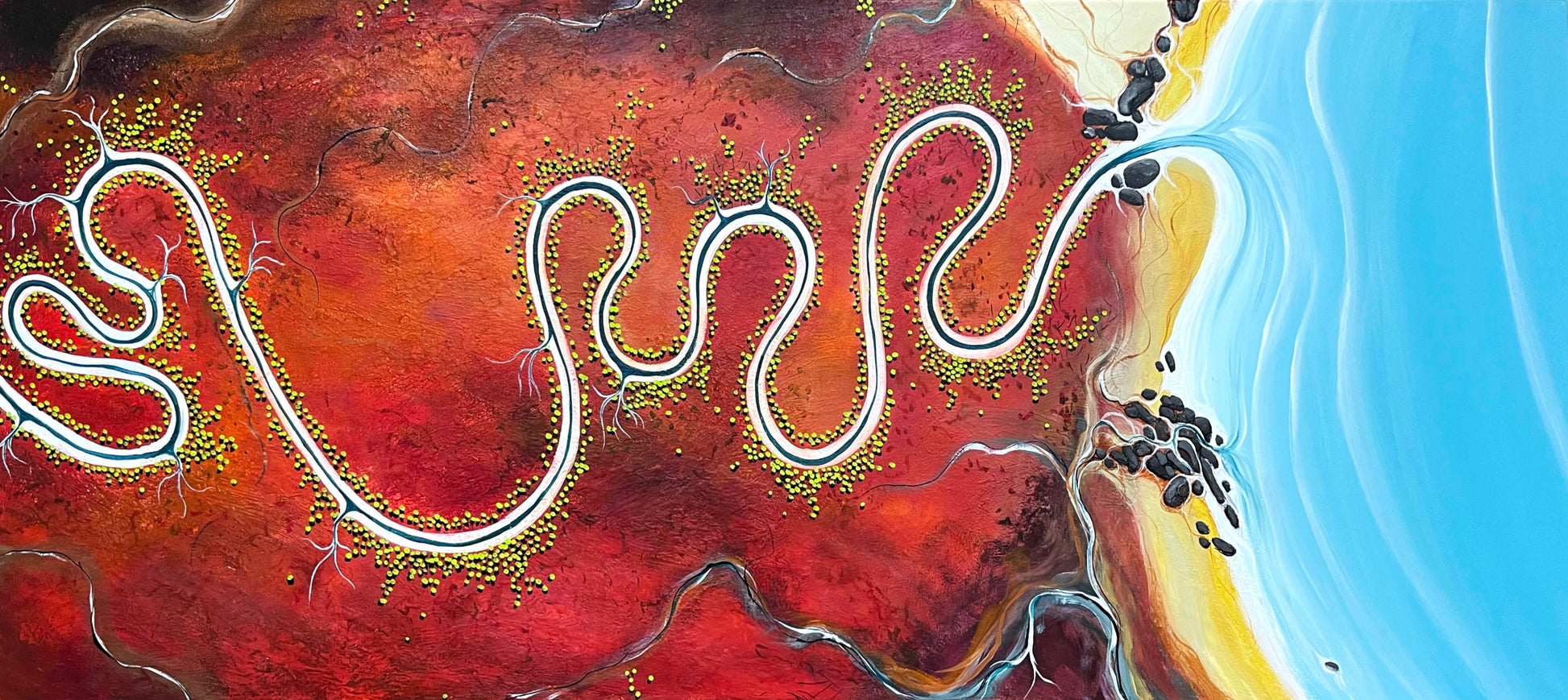 Where The Heart Meets The Water, by Australian artist Tania Chanter, acrylic on canvas, 160x70cm