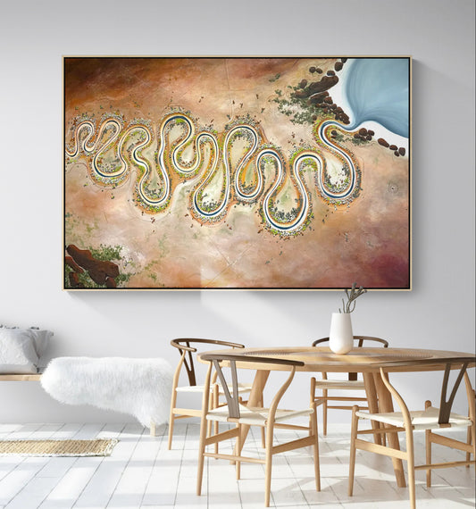Where the River Carries Hope, original abstract Australian landscape painting by Tania Chanter