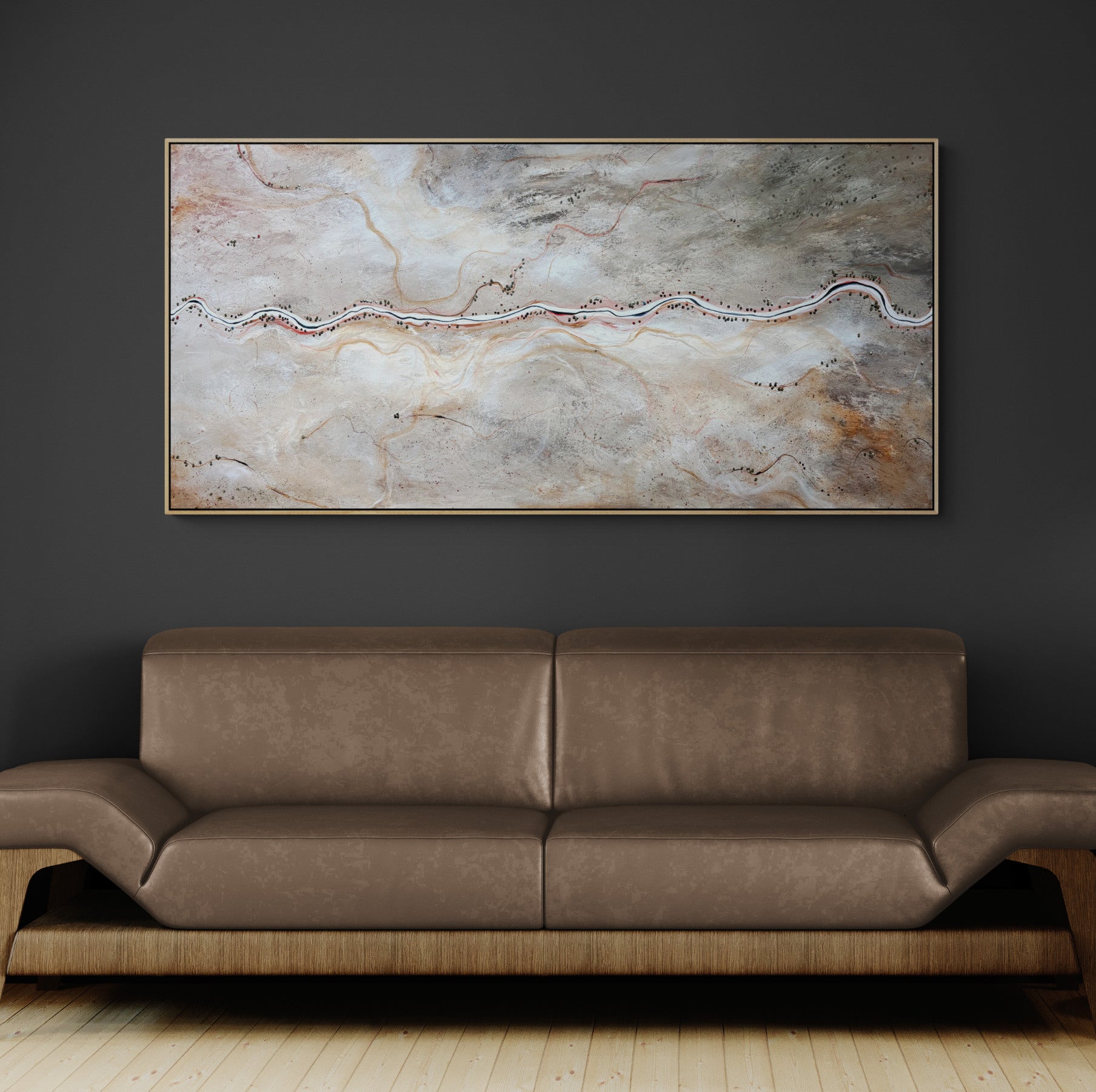 Where Tomorrow Starts by Australian artist Tania Chanter, textured, 180x90cm, abstract aerial landscape. Acrylic on canvas.