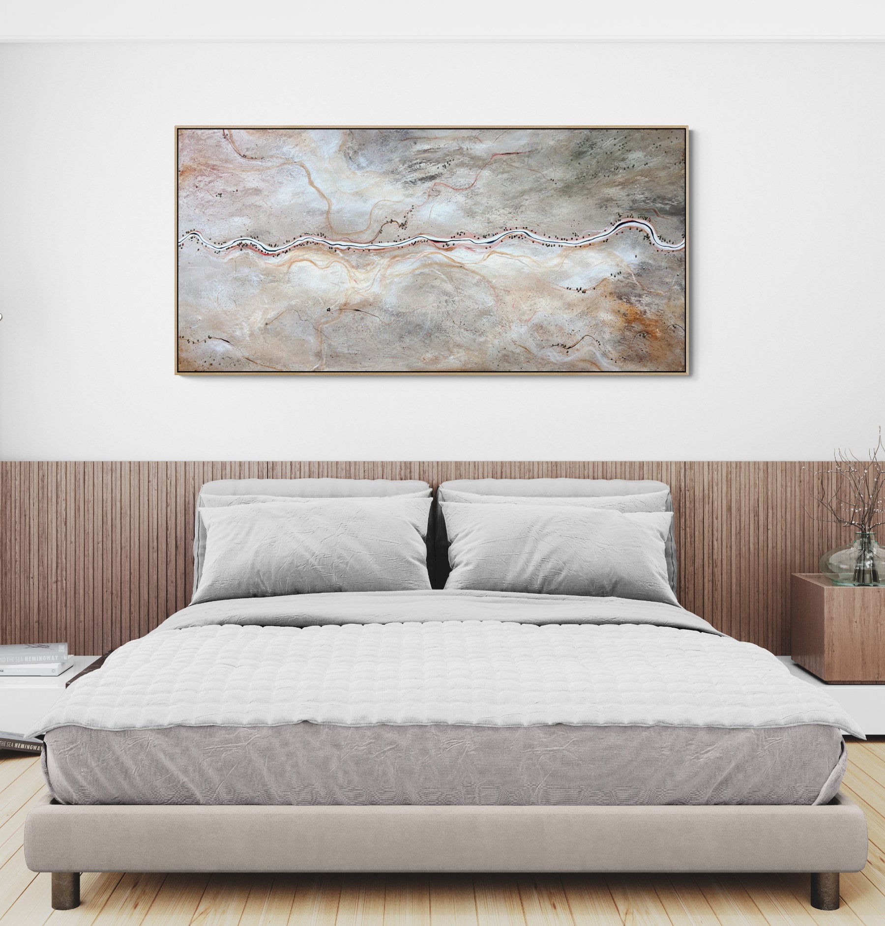 Where Tomorrow Starts by Australian artist Tania Chanter, textured, 180x90cm, abstract aerial landscape. Acrylic on canvas.