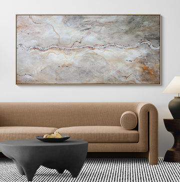Where Tomorrow Starts by Australian artist Tania Chanter, textured, 180x90cm, abstract aerial landscape. Acrylic on canvas.