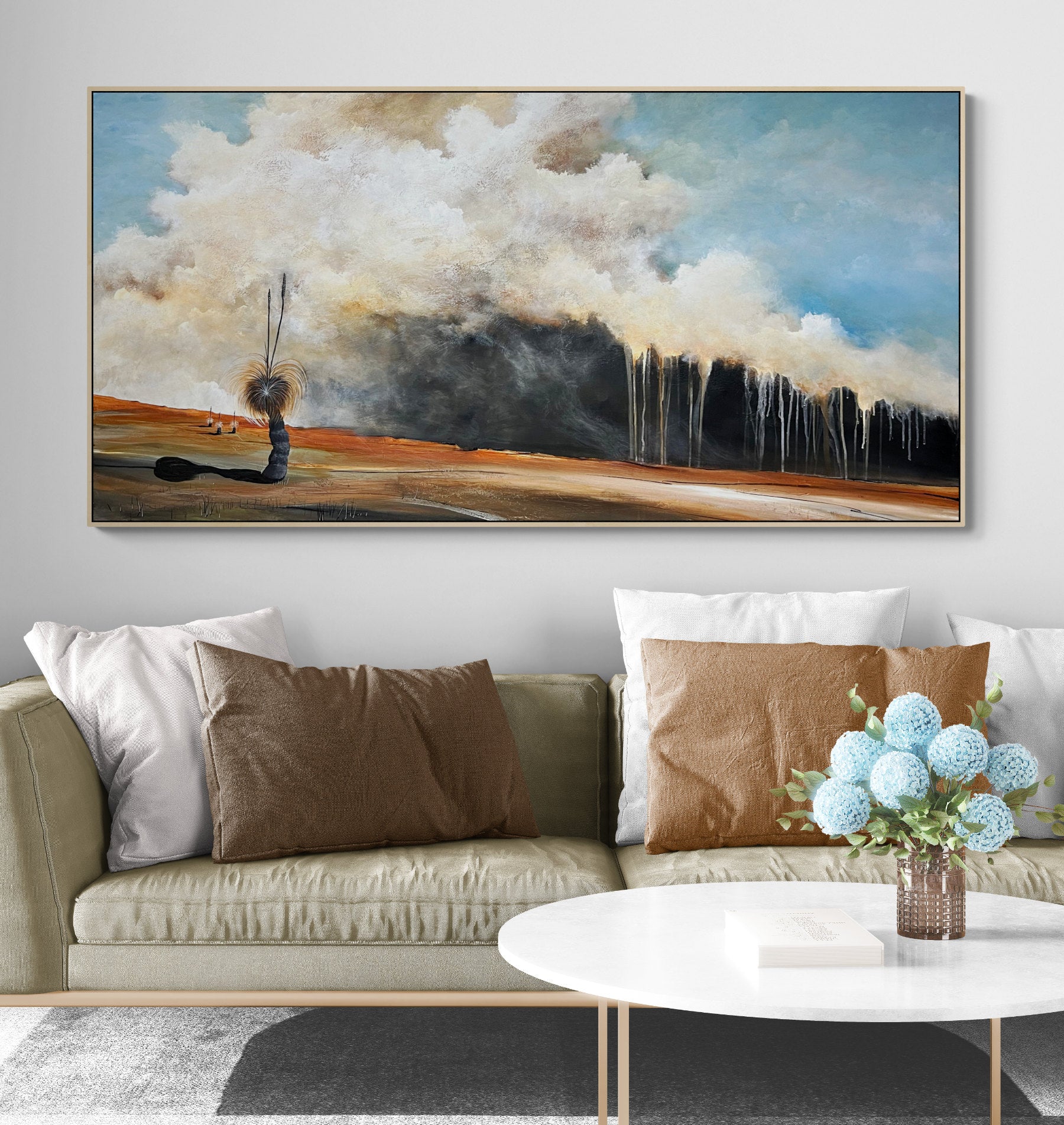 Original abstract landscape by Tania Chanter, Where Trees Listen 180x90cm