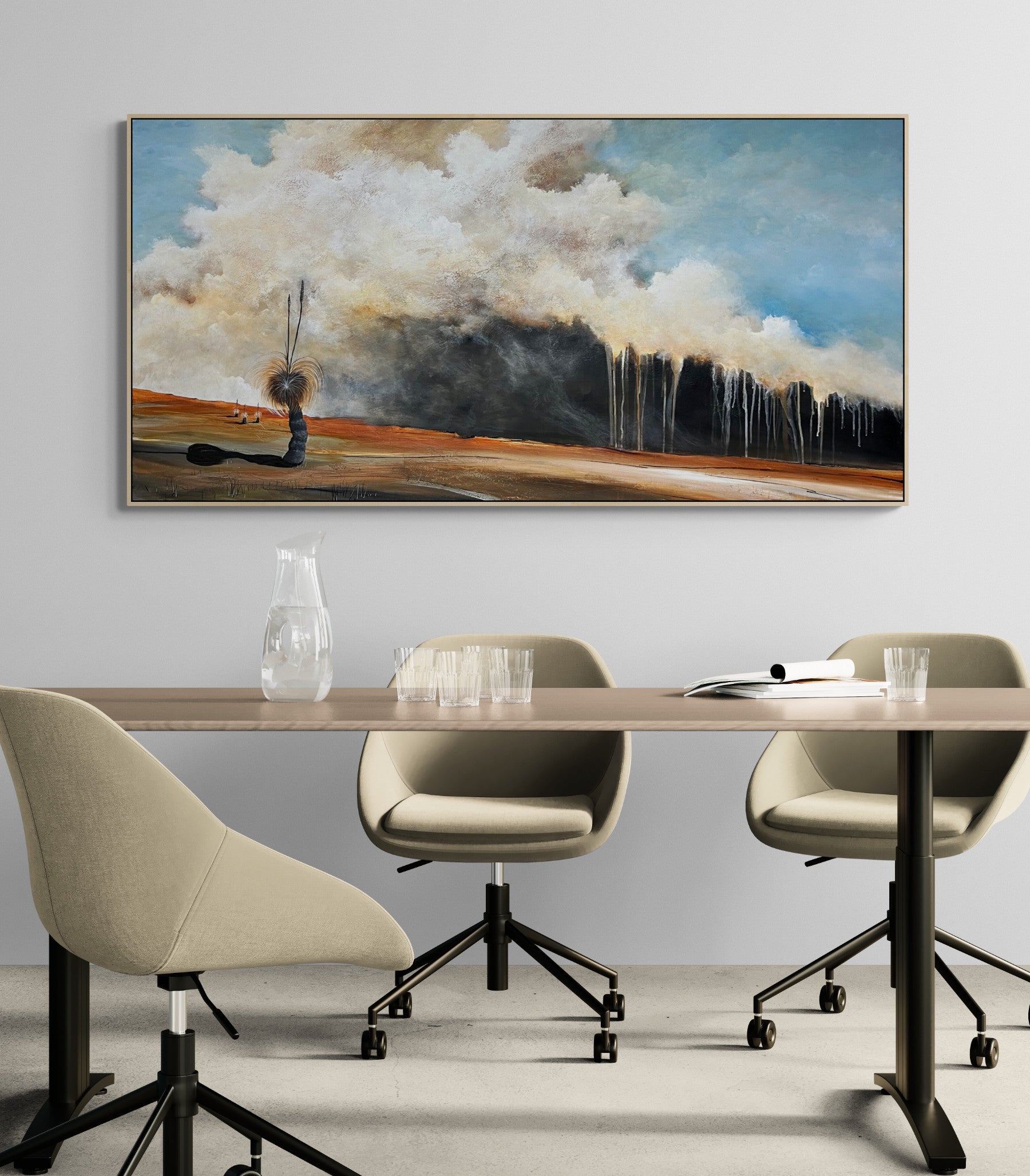 Original abstract landscape by Tania Chanter, Where Trees Listen 180x90cm