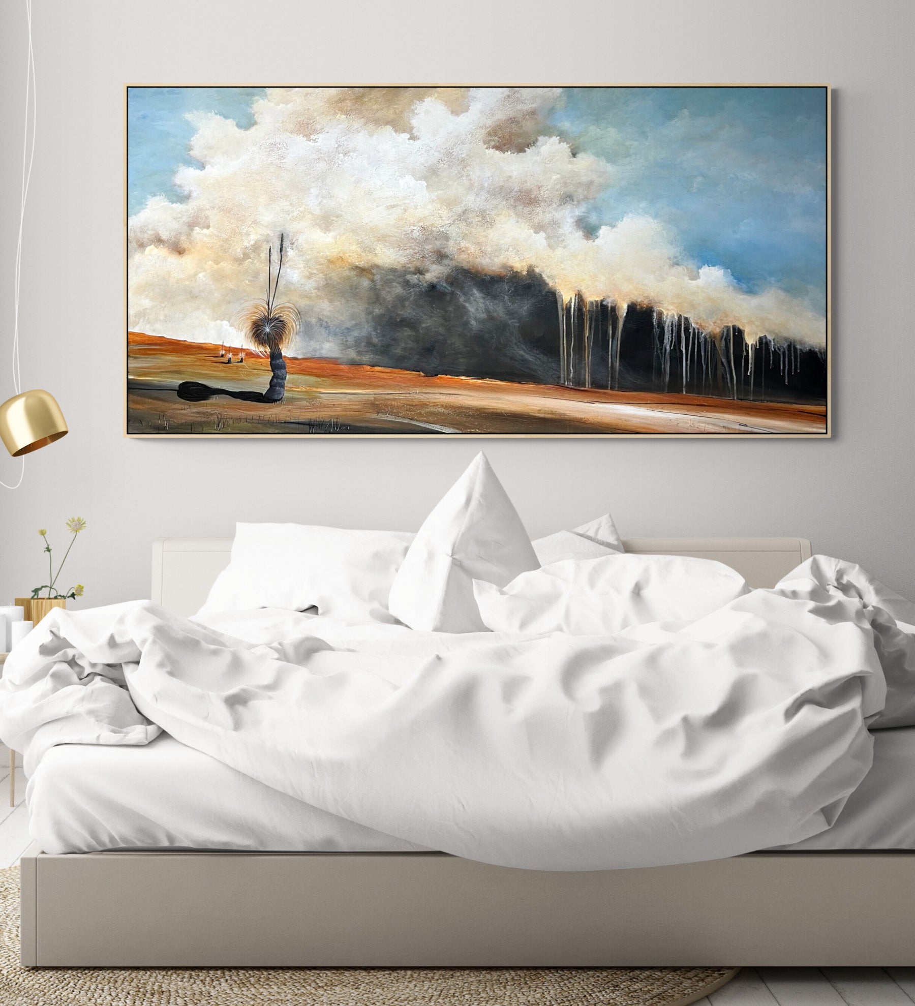 Original abstract landscape by Tania Chanter, Where Trees Listen 180x90cm