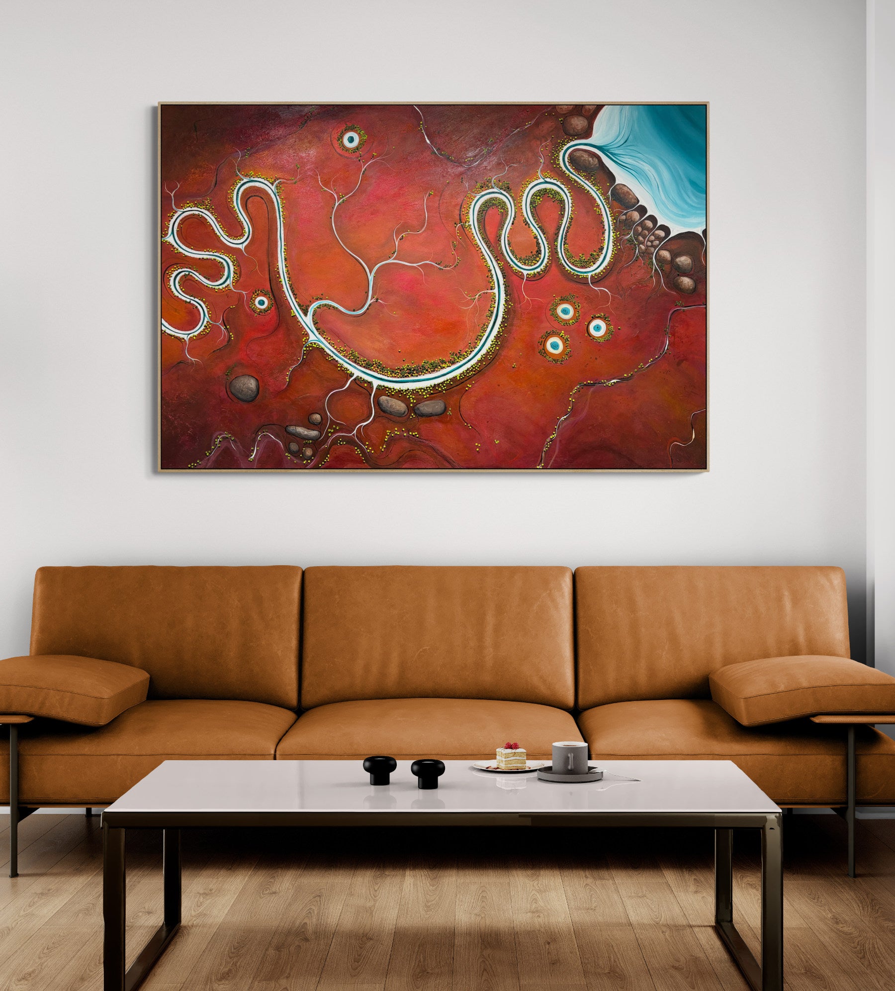 Where The Earth Smiles by Australian artist Tania Chanter, original, one-off textured abstract aerial landscape, 180x120cm, acrylic on canvas.