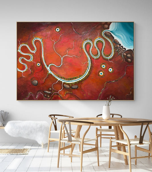 Where The Earth Smiles by Australian artist Tania Chanter, original, one-off textured abstract aerial landscape, 180x120cm, acrylic on canvas.