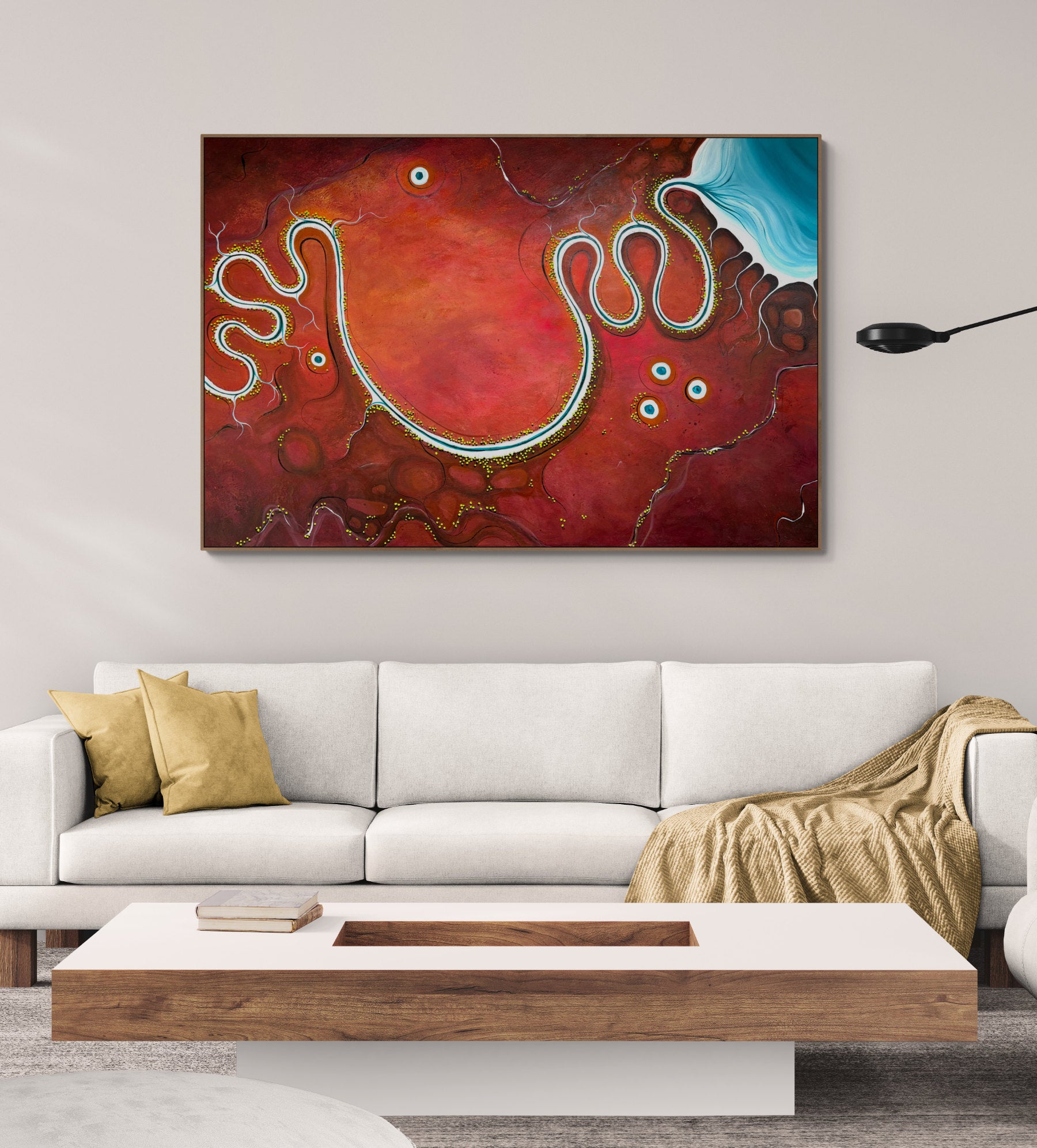 Where The Earth Smiles by Australian artist Tania Chanter, original, acrylic on canvas, 180x120cm, textured abstract aerial landscape.