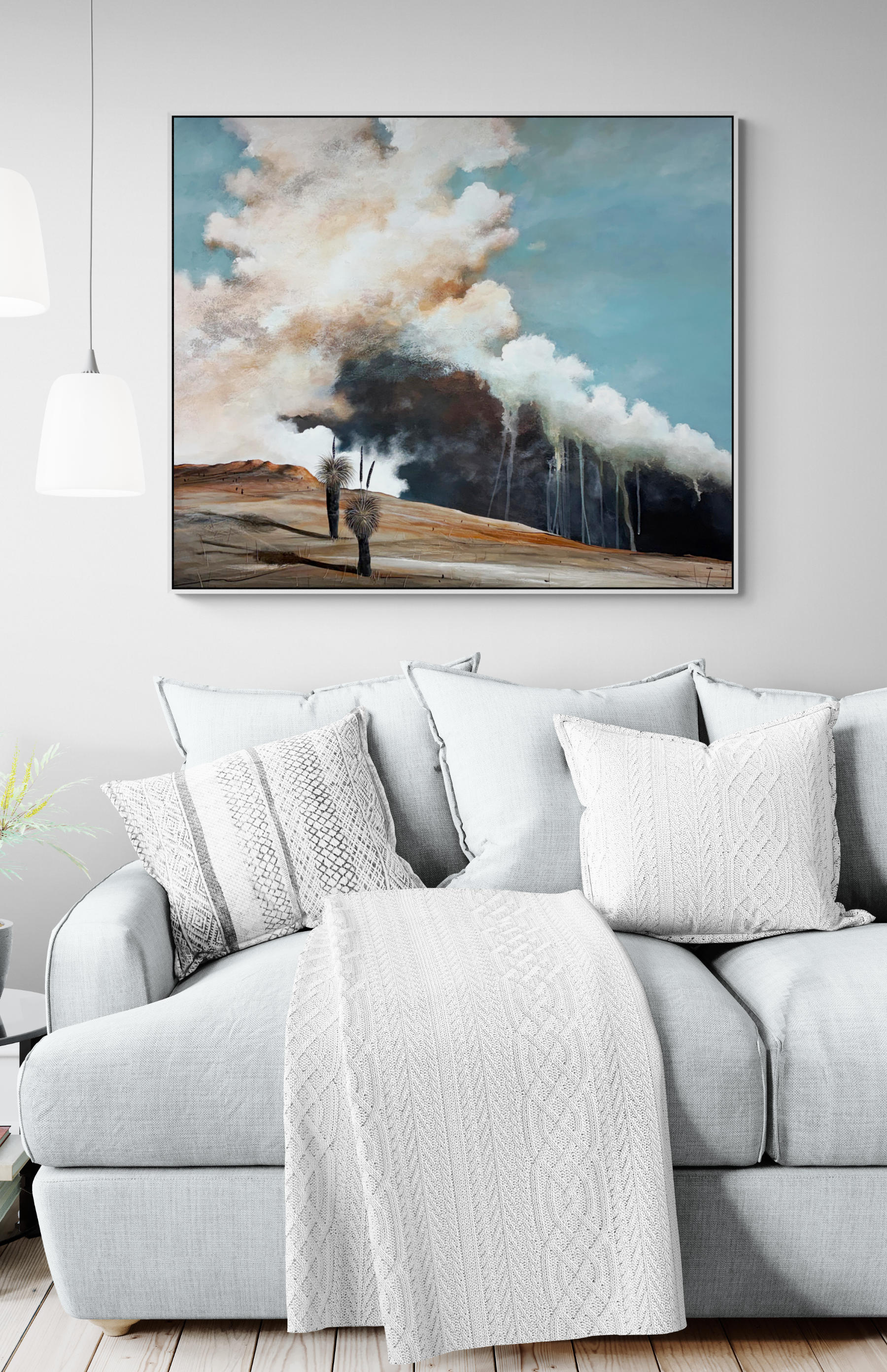 Where The Heart Lingers by Australian artist Tania Chanter, framed, 124 x 104cm, acrylic on canvas, textured abstract landscape.