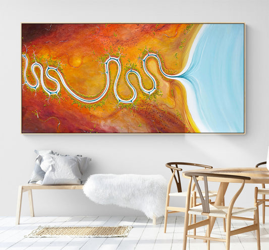 Original painting, Where The River Dances by Australian artist Tania Chanter, 183x92cm, acrylic on canvas. 