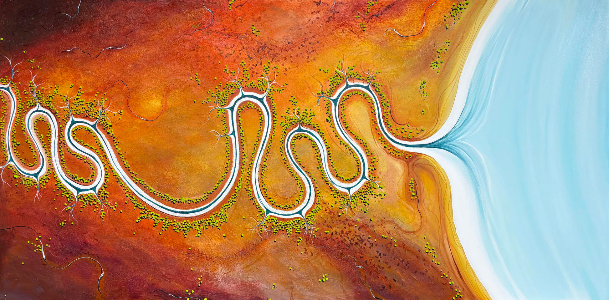 Original painting, Where The River Dances by Australian artist Tania Chanter, 183x92cm, acrylic on canvas. 