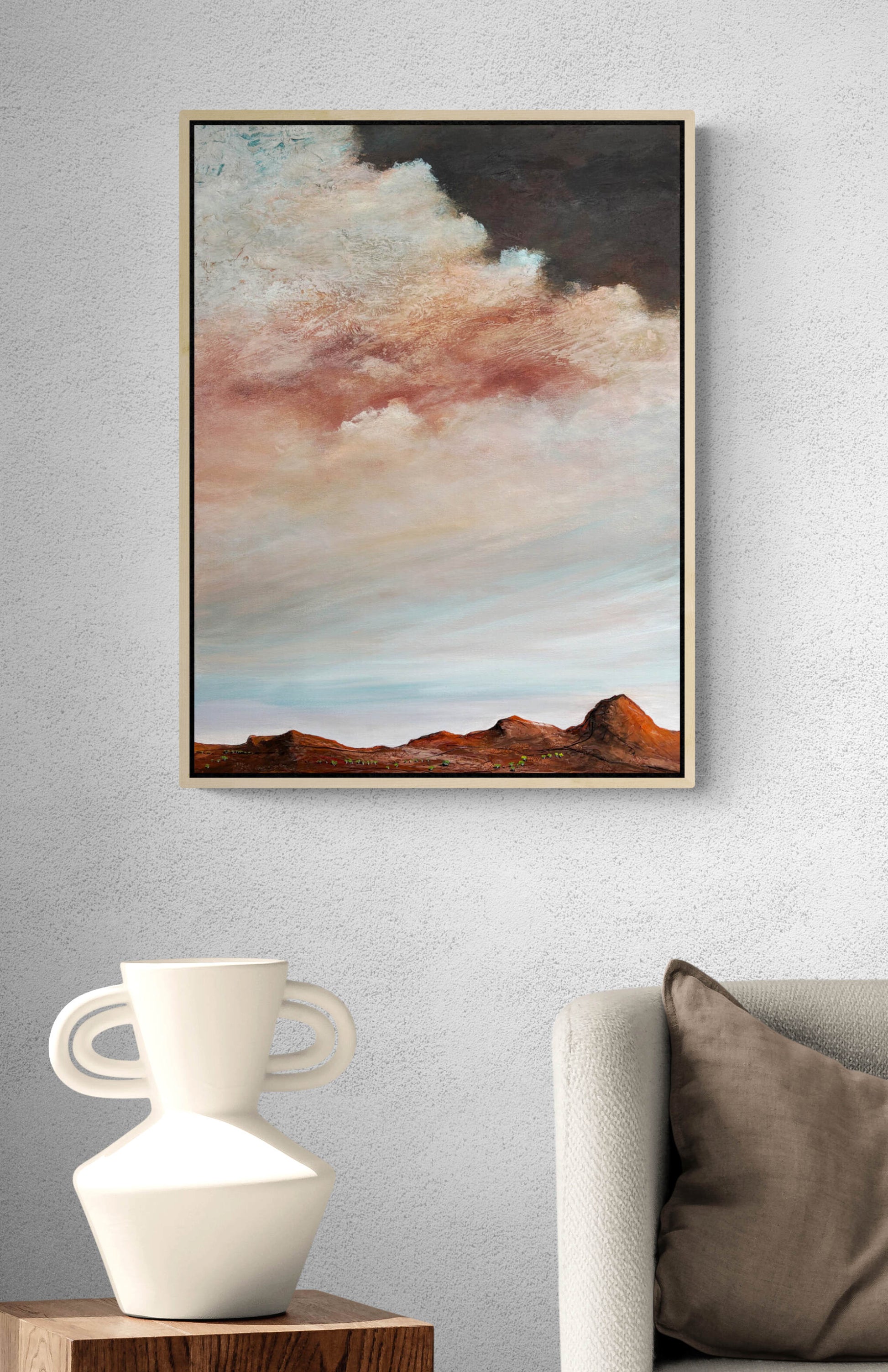 Where The Sky Drifts  by Australian artist Tania Chanter, 45x60cm, original, acrylic on canvas. textured abstract landscape.