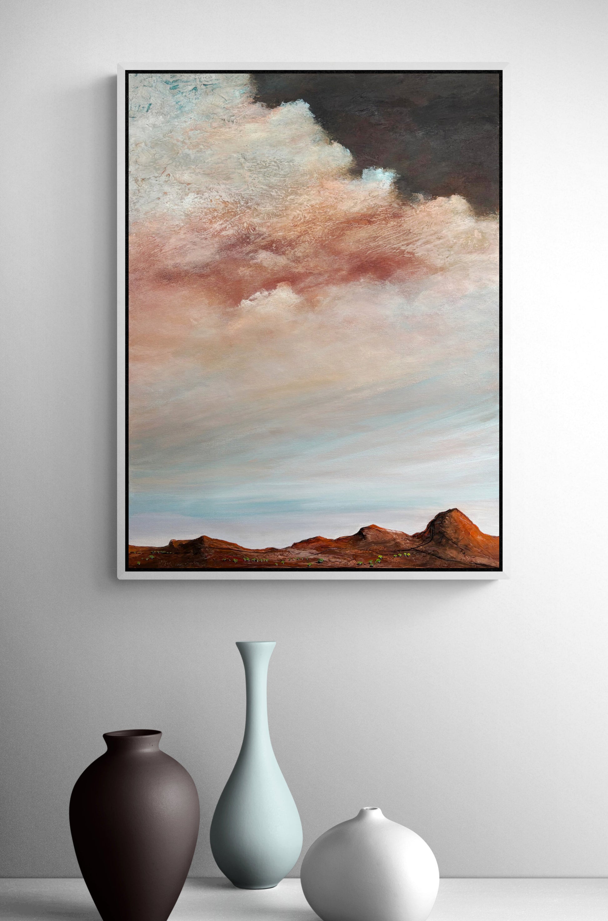 Where The Sky Drifts  by Australian artist Tania Chanter, 45x60cm, original, acrylic on canvas. textured abstract landscape.