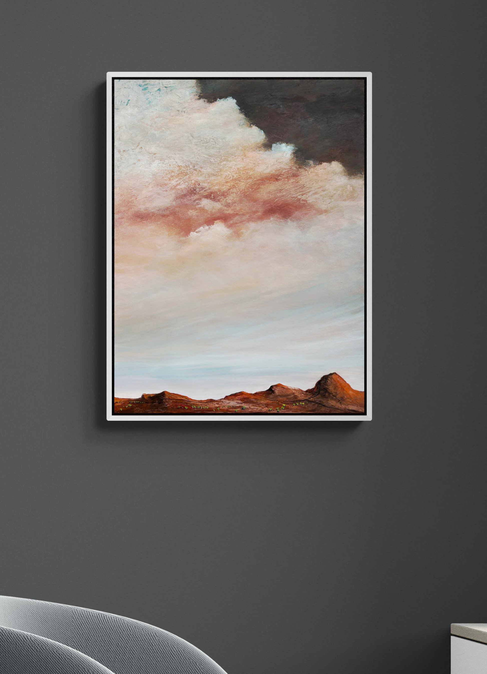 Where The Sky Drifts  by Australian artist Tania Chanter, 45x60cm, original, acrylic on canvas. textured abstract landscape.