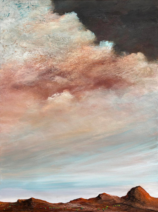 Where The Sky Drifts  by Australian artist Tania Chanter, 45x60cm, original, acrylic on canvas. textured abstract landscape.