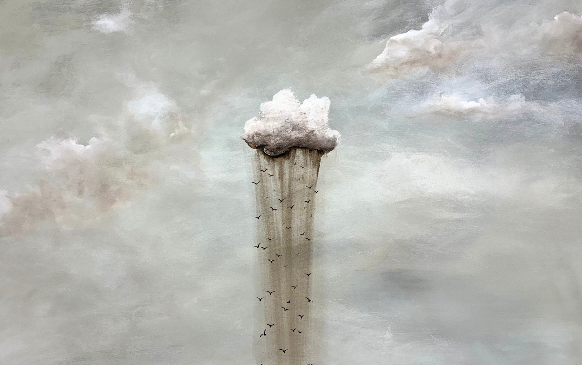 Close-up detail of layered texture and subtle tonal shifts in “Where Hope Takes Flight” by Tania Chanter.