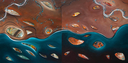 Where World's Collide Framed 92X46CM (each piece is 46x46cm) Diptych